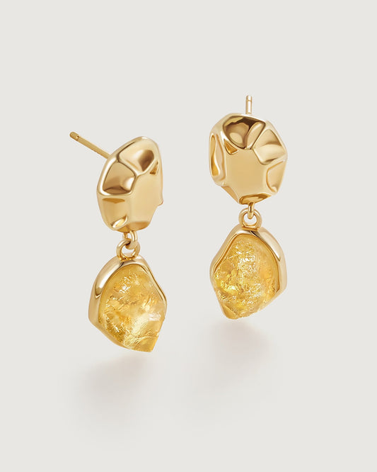 Raw Crystal Drop Earring - Amber lollipop