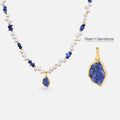 Raw Lapis Lazuli Pearl Necklace AmberLollipop