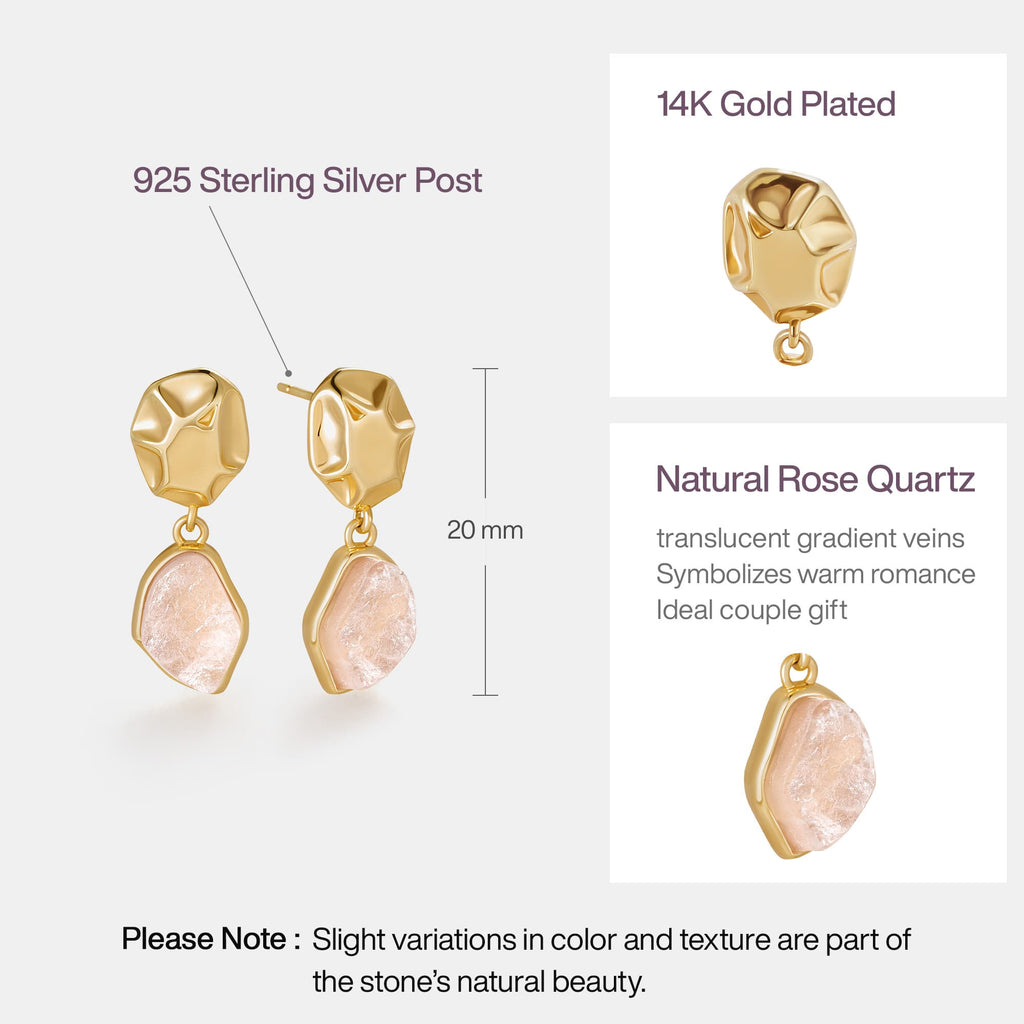 Raw Rose Quartz Earrings AmberLollipop
