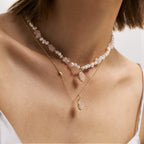Raw Rose Quartz Pearl Necklace AmberLollipop