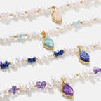 Raw Rose Quartz Pearl Necklace AmberLollipop