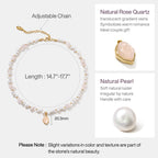 Raw Rose Quartz Pearl Necklace AmberLollipop