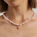 Raw Rose Quartz Pearl Necklace AmberLollipop