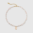 Raw Rose Quartz Pearl Necklace - Amber Lollipop