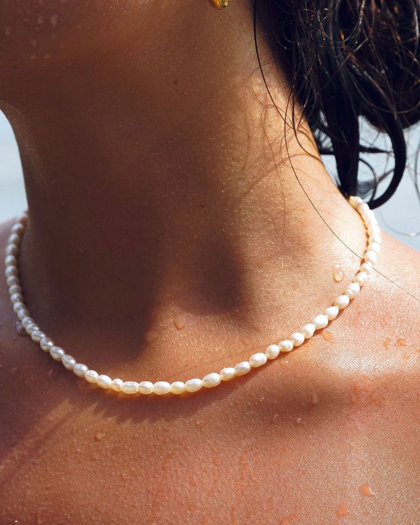 Rice Pearl Choker - Amber lollipop