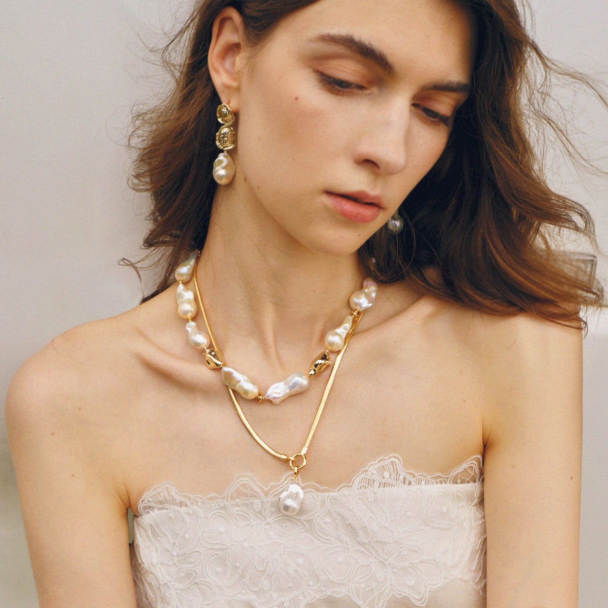 Sea Breeze Baroque Pearl Necklace AmberLollipop