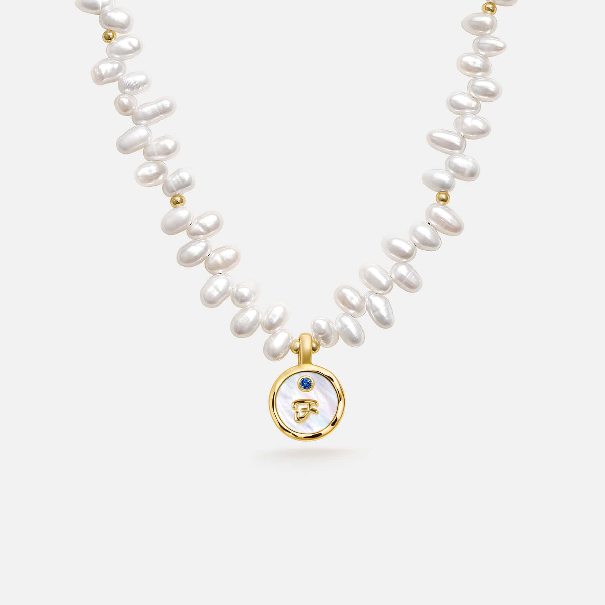 Signet Initial Pearl Necklace AmberLollipop