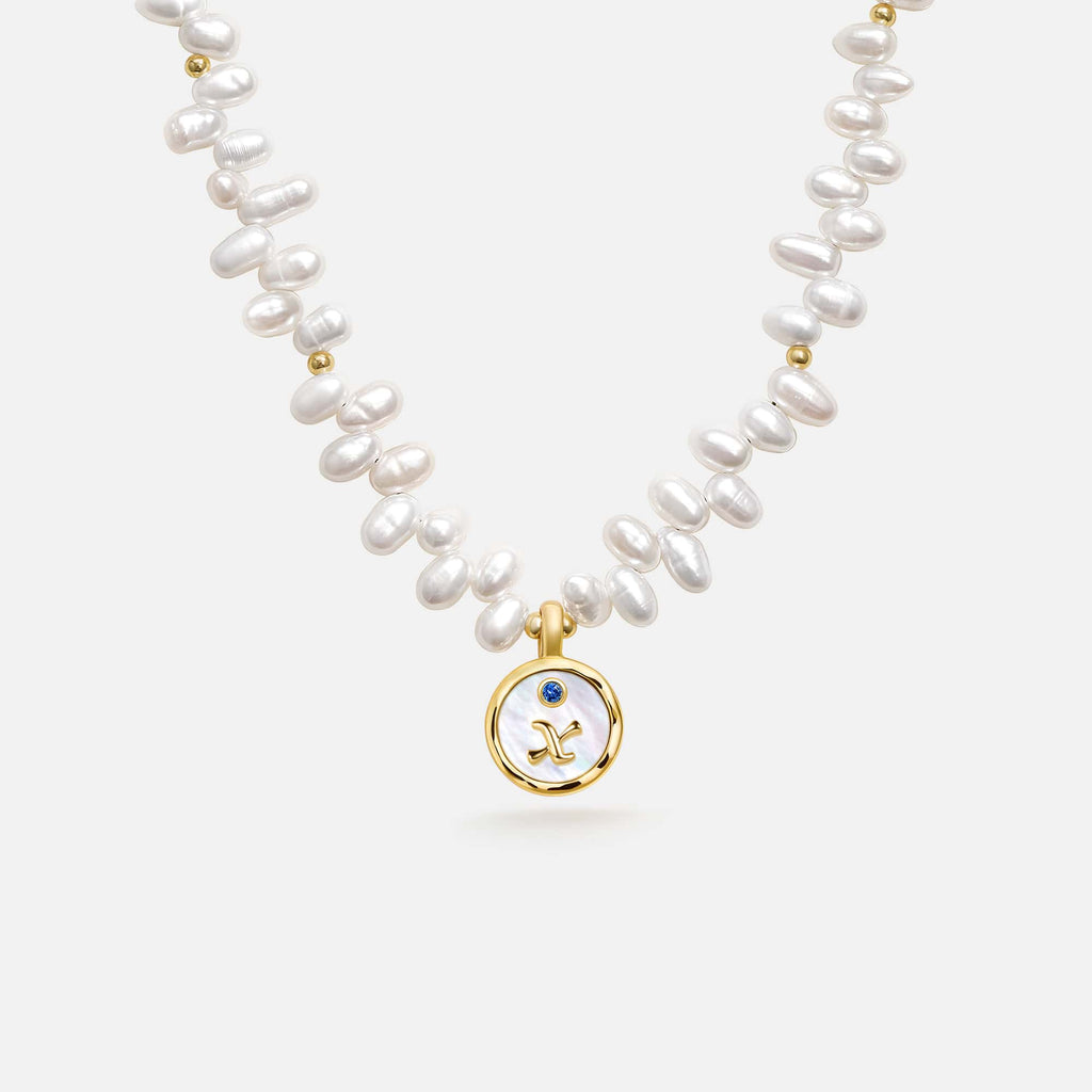 Signet Initial Pearl Necklace AmberLollipop