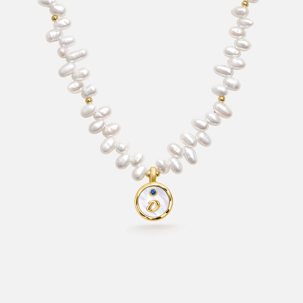 Signet Initial Pearl Necklace AmberLollipop