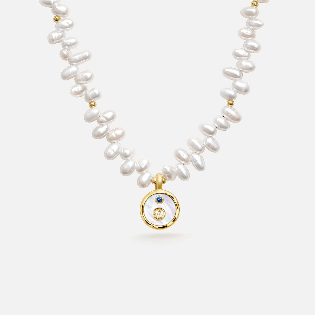 Signet Initial Pearl Necklace AmberLollipop