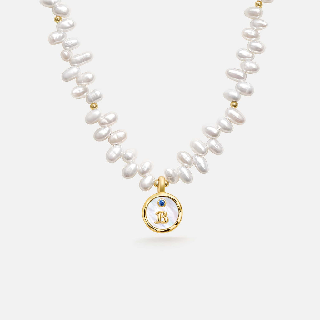 Signet Initial Pearl Necklace AmberLollipop