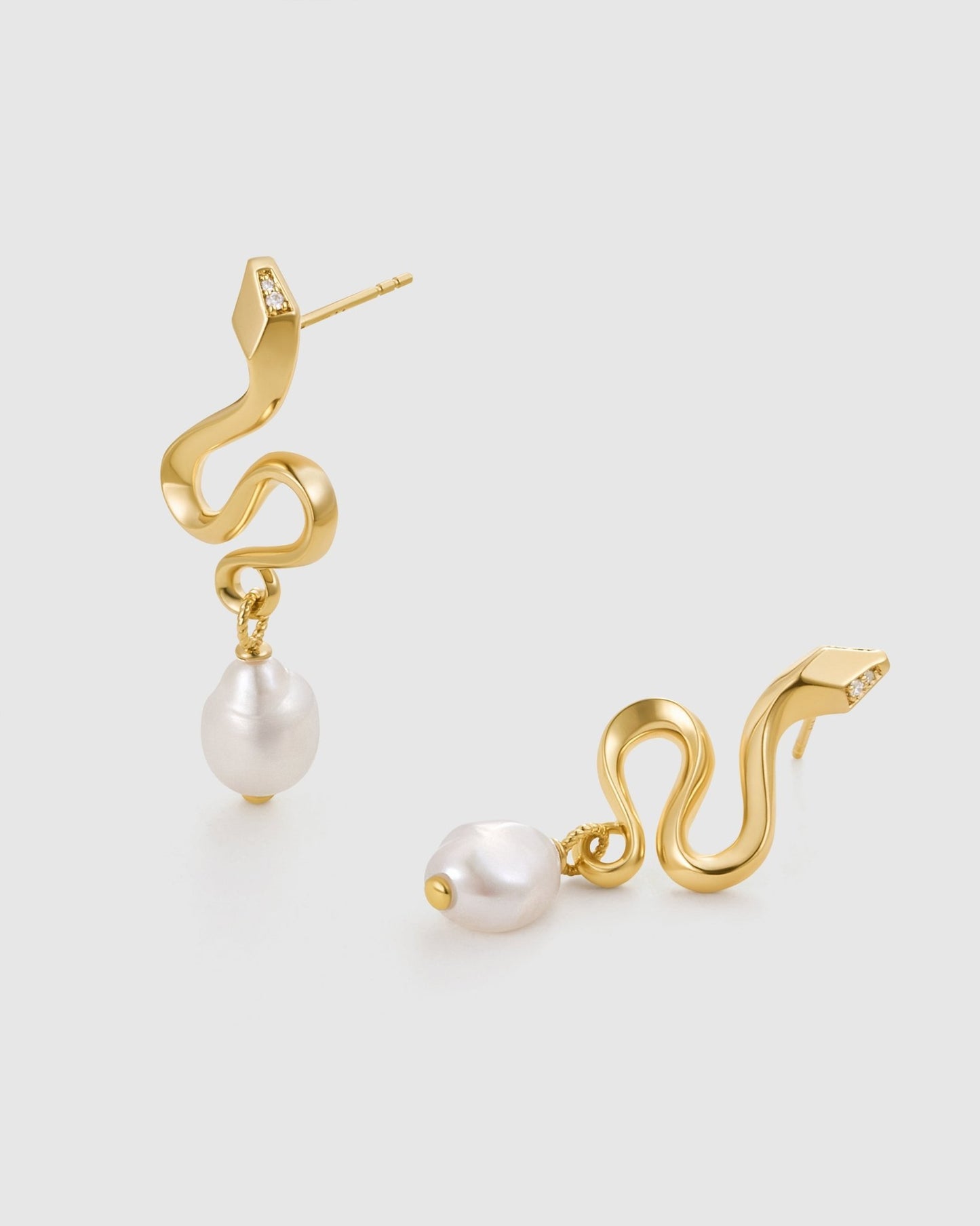 Snake Pearl Earring - Amber lollipop