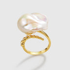 Starlit Splendor Baroque Pearl Ring Unique Shaped - Amber Lollipop