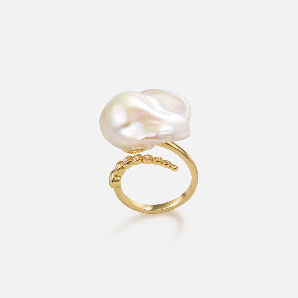 Starlit Splendor Baroque Pearl Ring Unique Shaped AmberLollipop