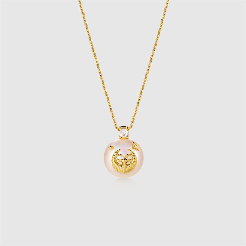 Stellar Zodiac Charm Pearl Necklace AmberLollipop