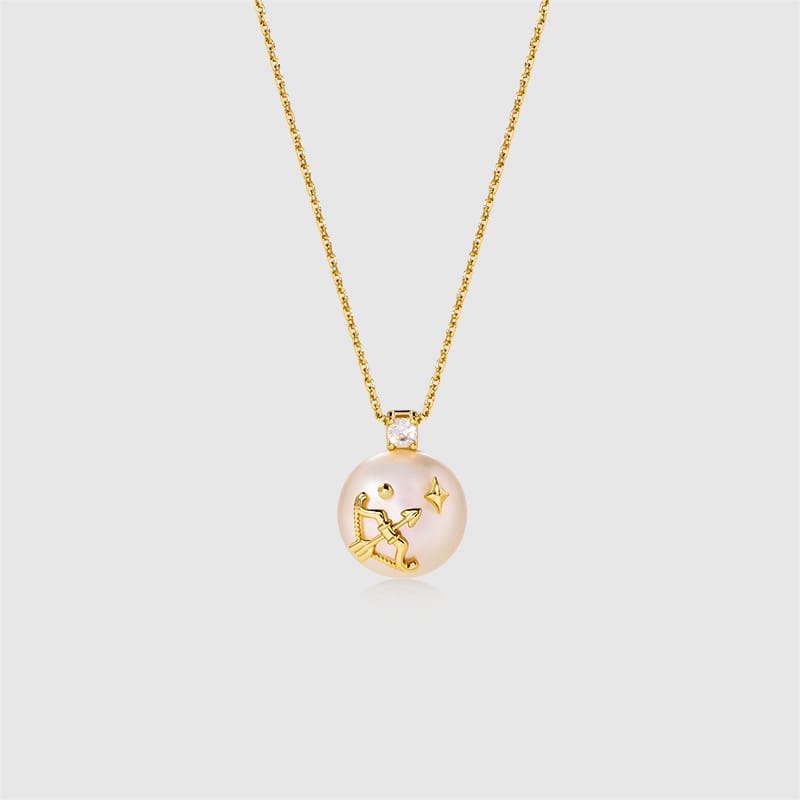 Stellar Zodiac Charm Pearl Necklace AmberLollipop