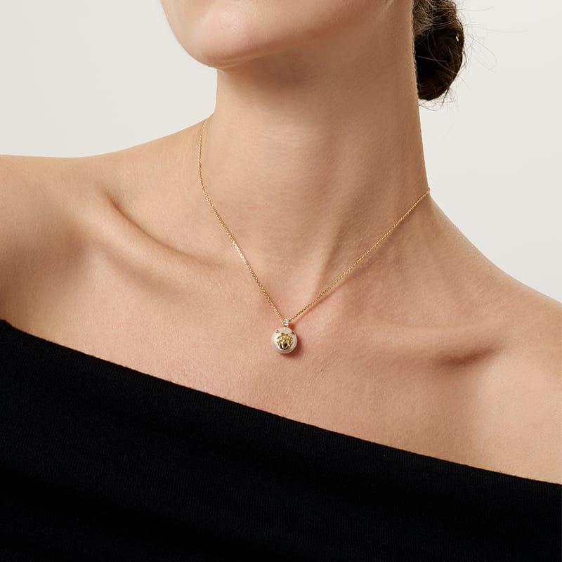 Stellar Zodiac Charm Pearl Necklace AmberLollipop