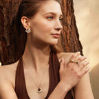 Tiger Eye Stud Earrings Drop Pearls