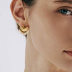 Tiger Eye Stud Earrings Drop Pearls