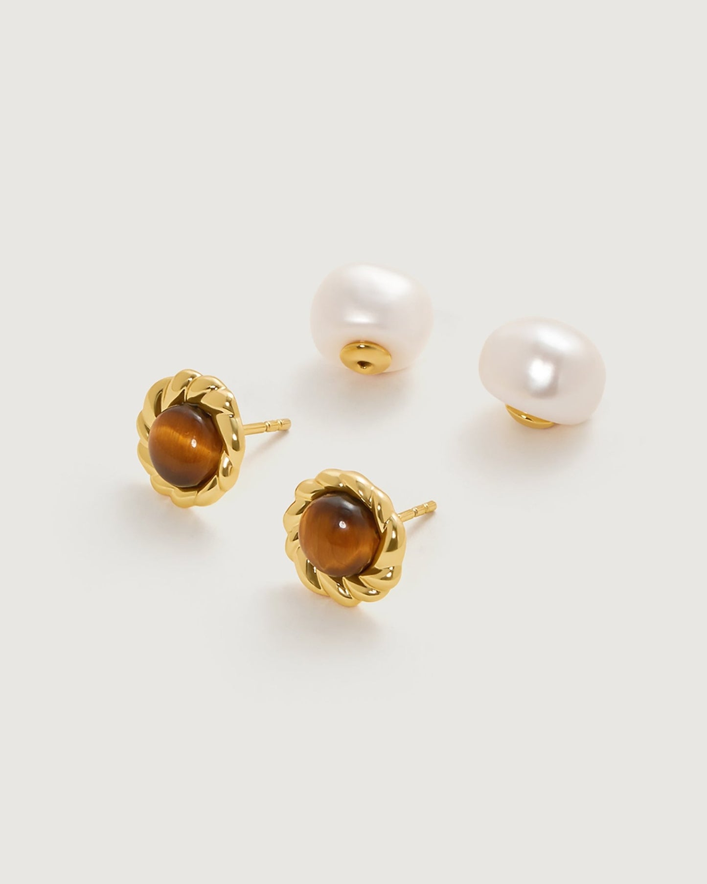 Tigerite Stud Earring - Amber lollipop