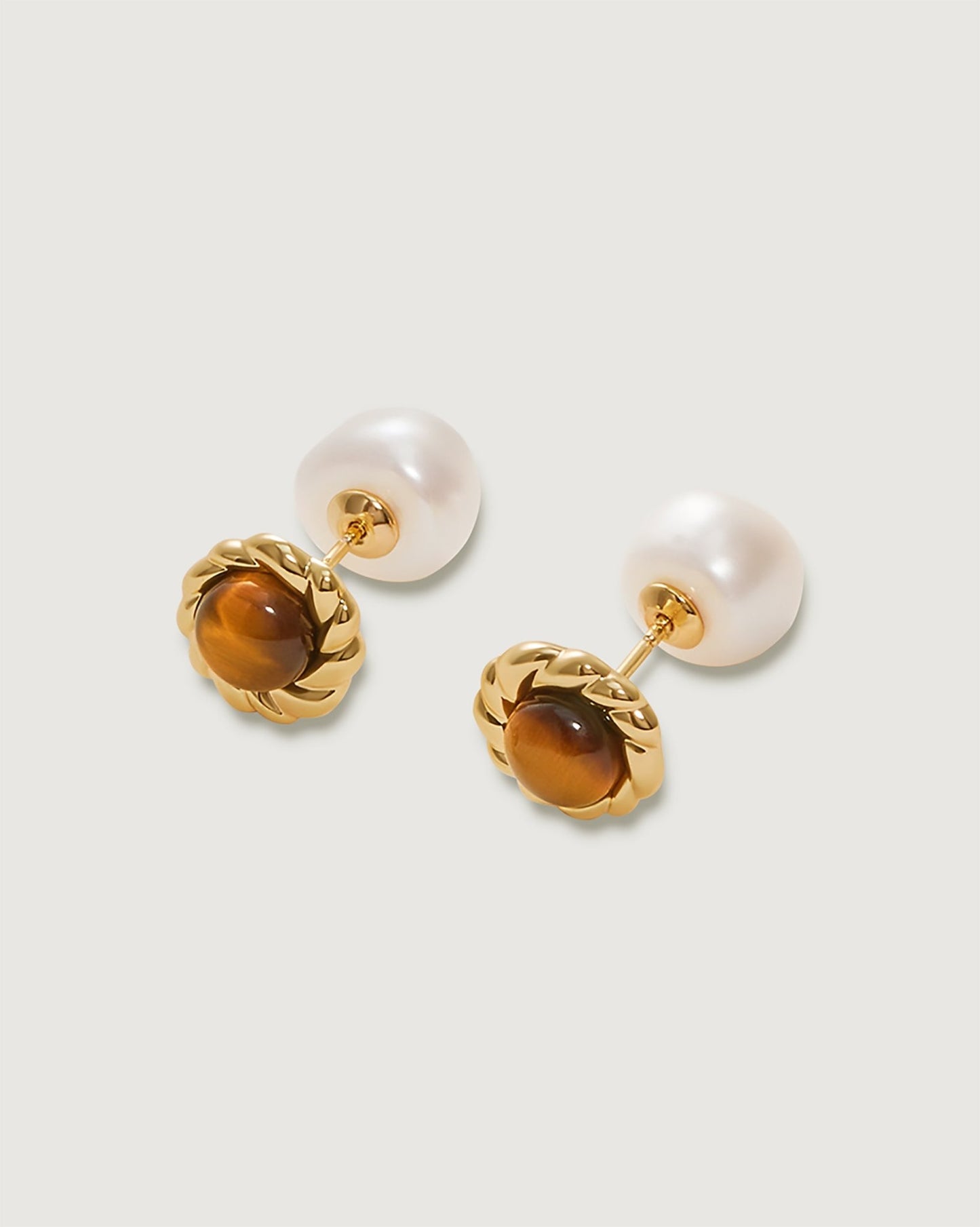 Tigerite Stud Earring - Amber lollipop