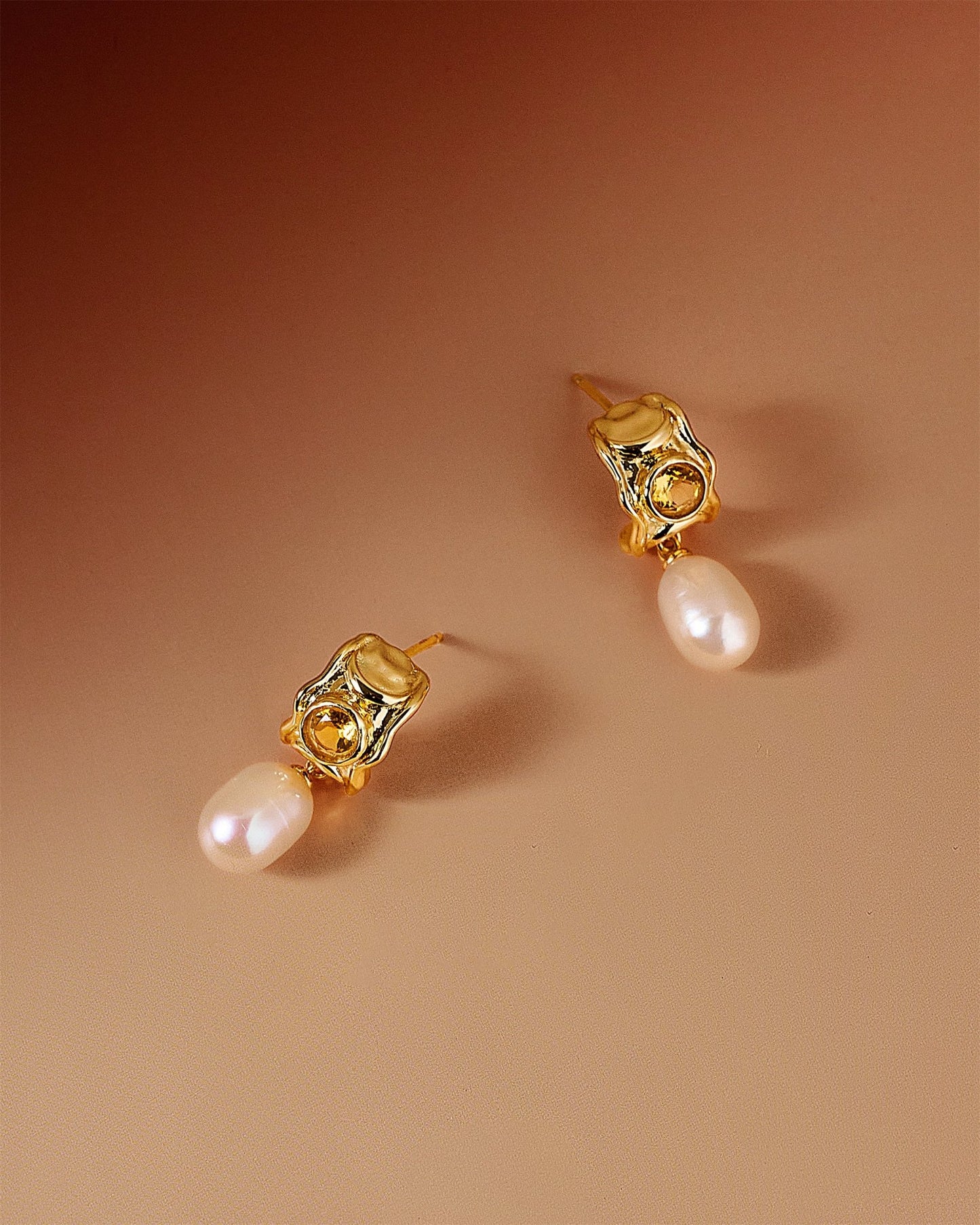 Triple Goddess Citrine Earrings - Amber lollipop