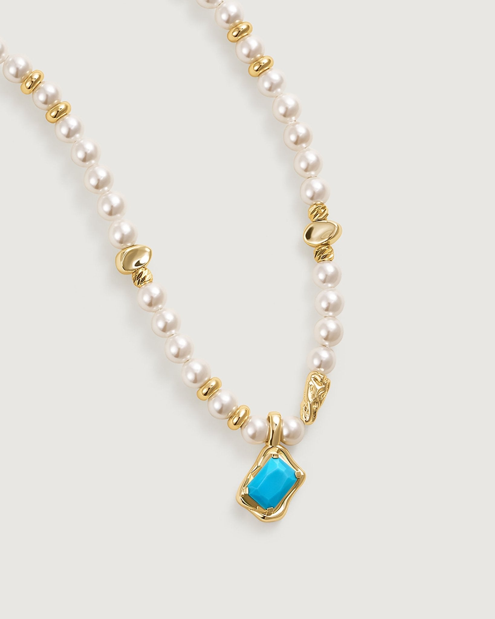 Turquoise Pearl Necklace - Amber lollipop