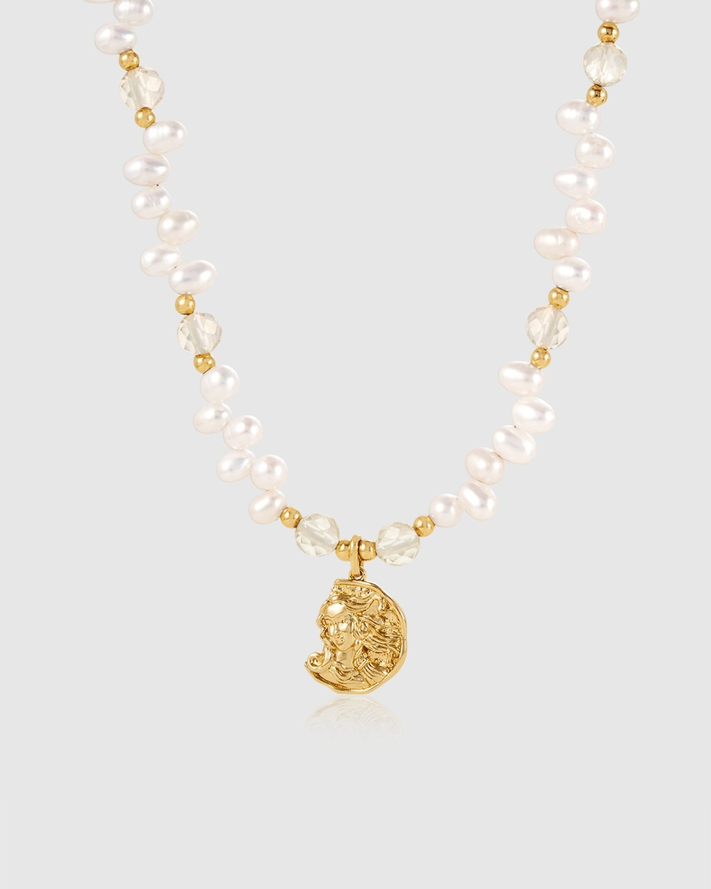 Venus Coin Pendant Pearl Necklace - Amber lollipop