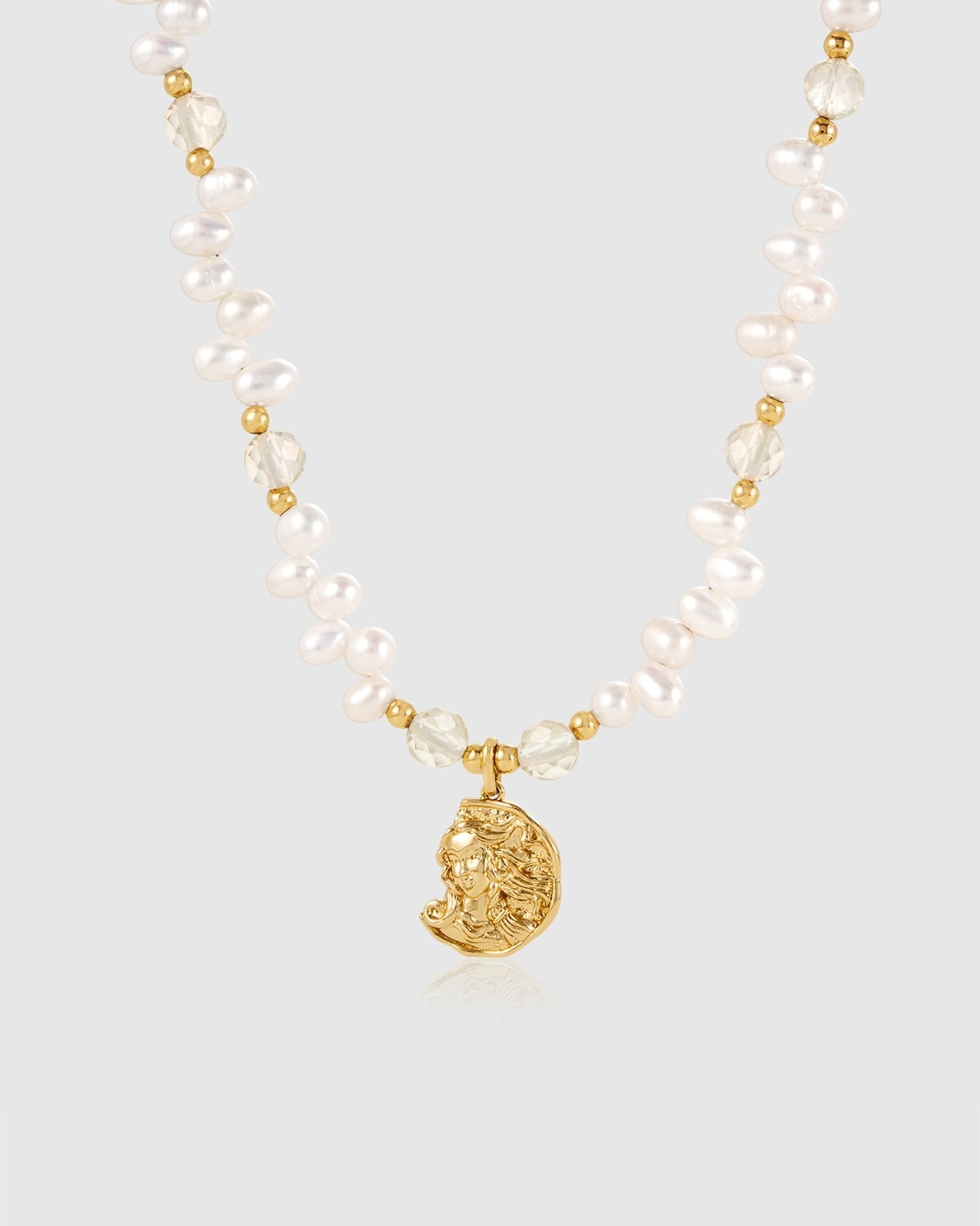 Venus Coin Pendant Pearl Necklace - Amber lollipop