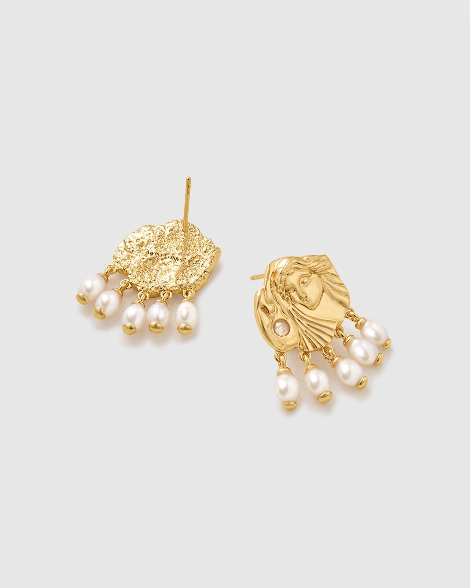 Venus Pearl Stud Earrings - Amber lollipop