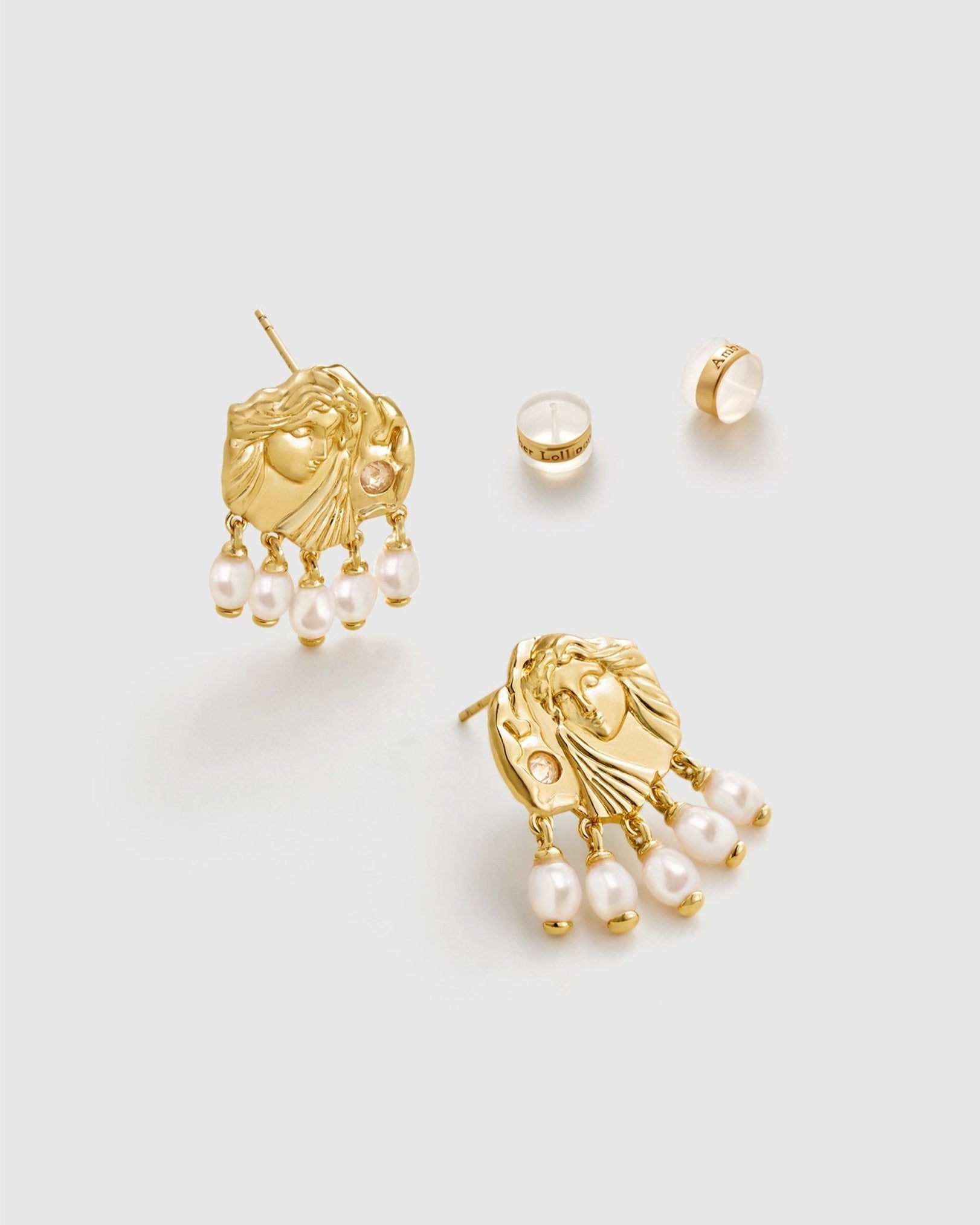 Venus Pearl Stud Earrings - Amber lollipop