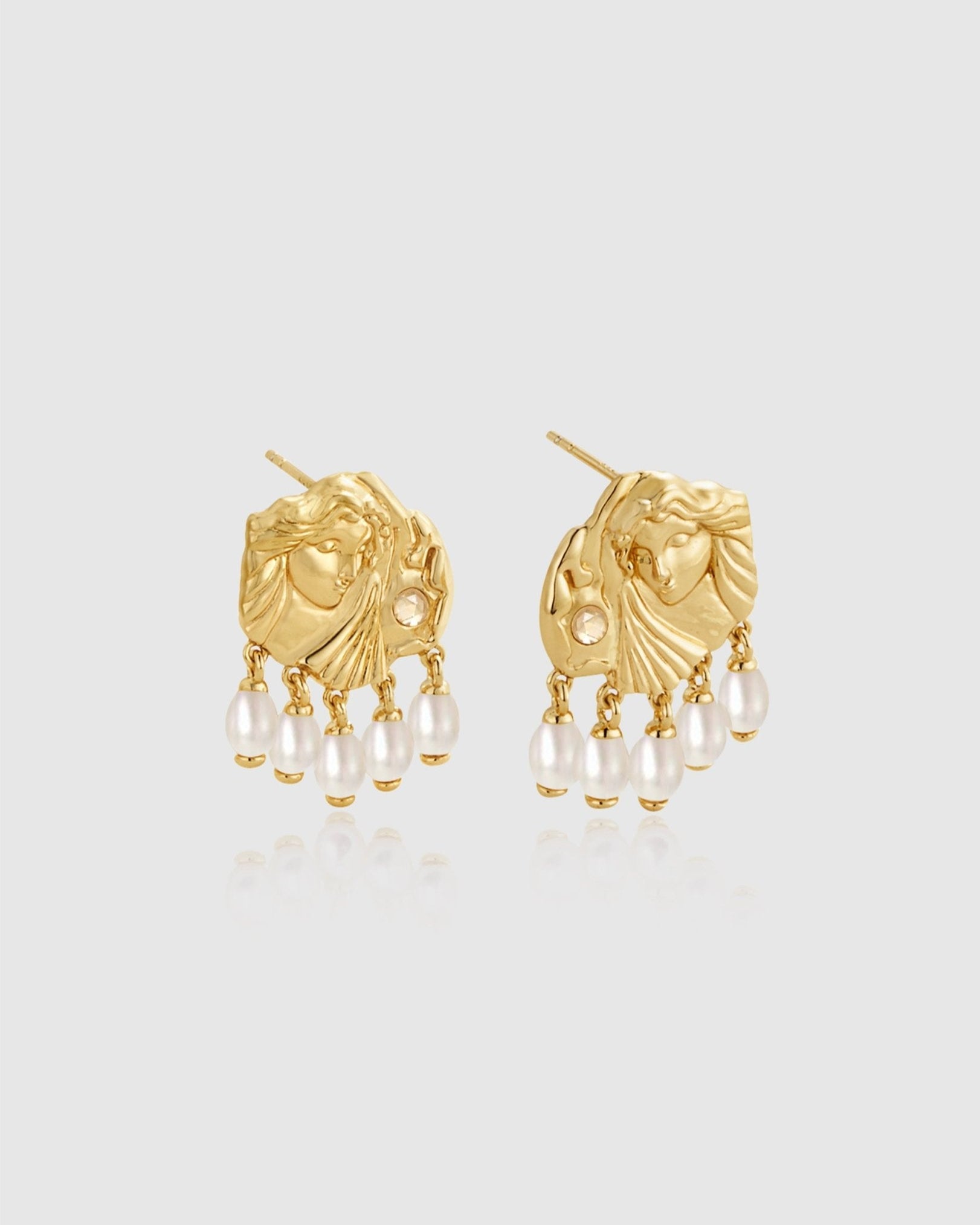 Venus Pearl Stud Earrings - Amber lollipop