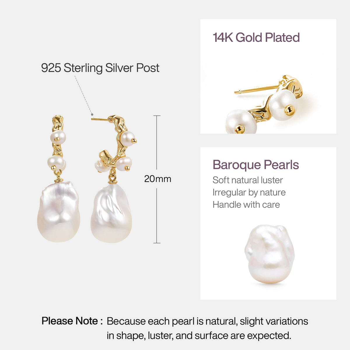 Waltz Baroque Pearl Drop Earrings AmberLollipop