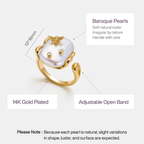 White Baroque Pearl Bee Open Ring AmberLollipop