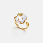 White Baroque Pearl Bee Open Ring AmberLollipop