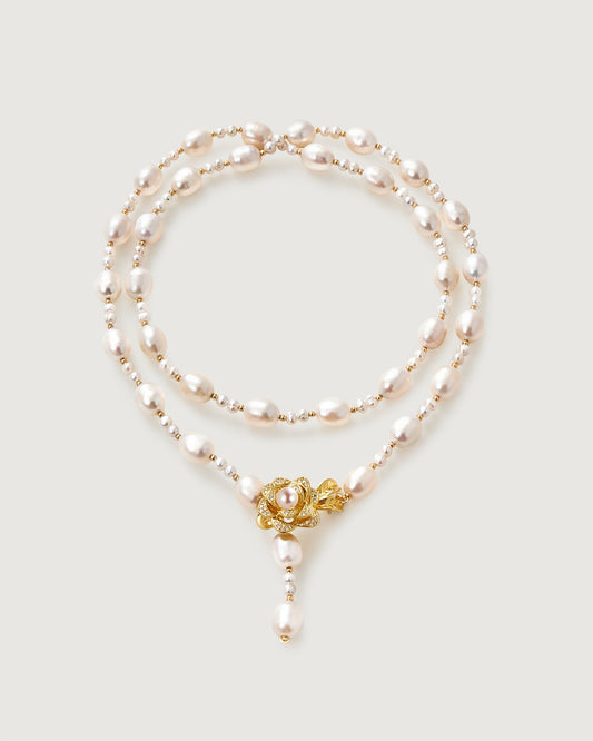 Winter Afternoon Baroque Pearl Necklace - Amber lollipop