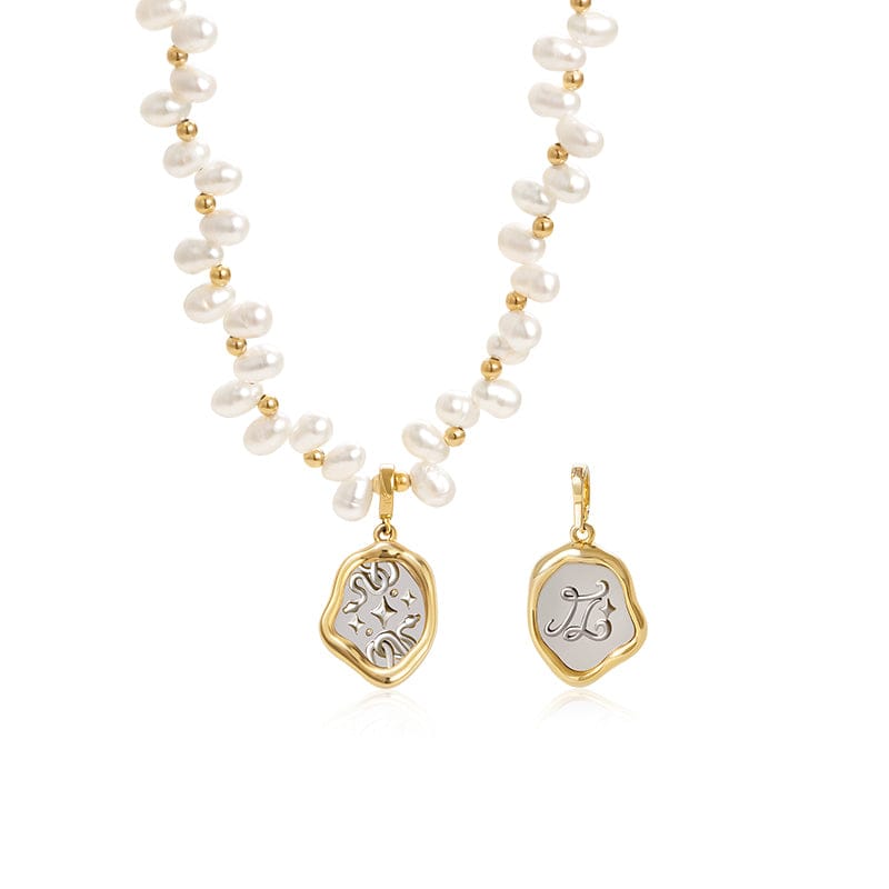 Zodiac Charm Pearl Necklace AmberLollipop