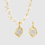 Irregular Pearl Choker Necklace With Zodiac Sign Pendant